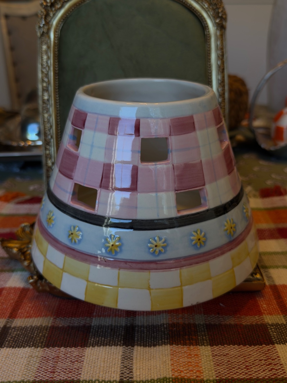 Vintage 2002 Our America Ceramic Candle Jar Topper Shade